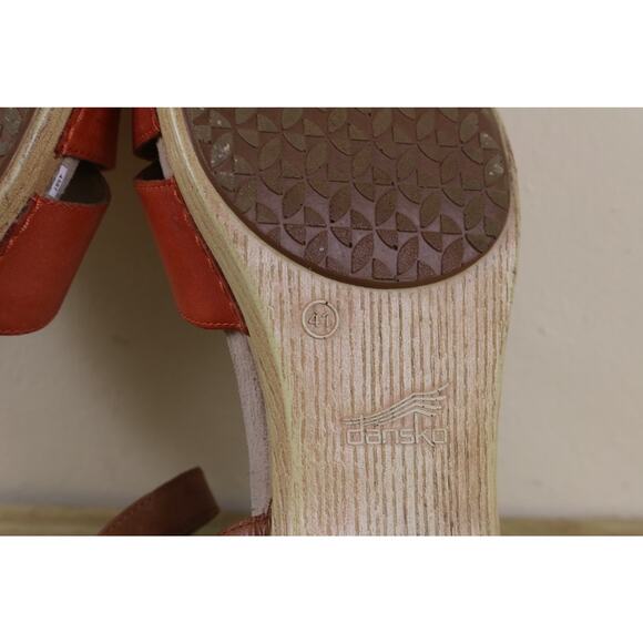 Dansko Womens Sandals 10 Larisa Color Block Brown Orange Wedge Shoes - Picture 14 of 14